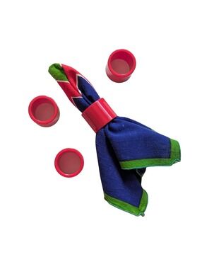 1980s Vintage Cherry Red Acrylic Napkin Rings - Set of 4